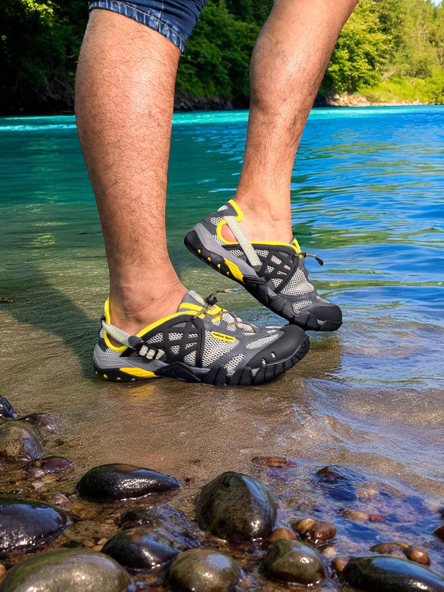 Tenis para senderismo sumergibles Modelo Wild trek yellow