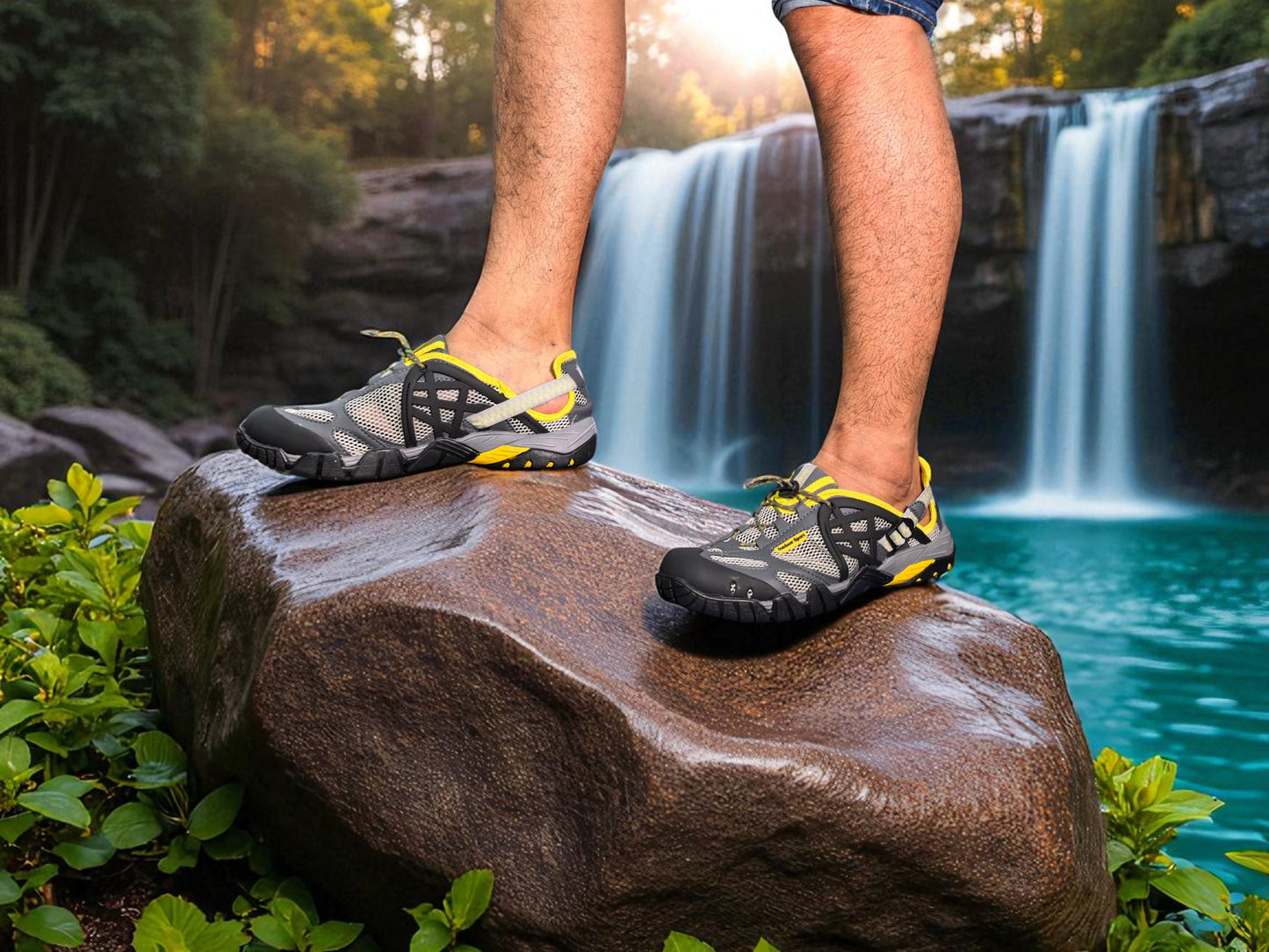 Tenis para senderismo sumergibles Modelo Wild trek yellow