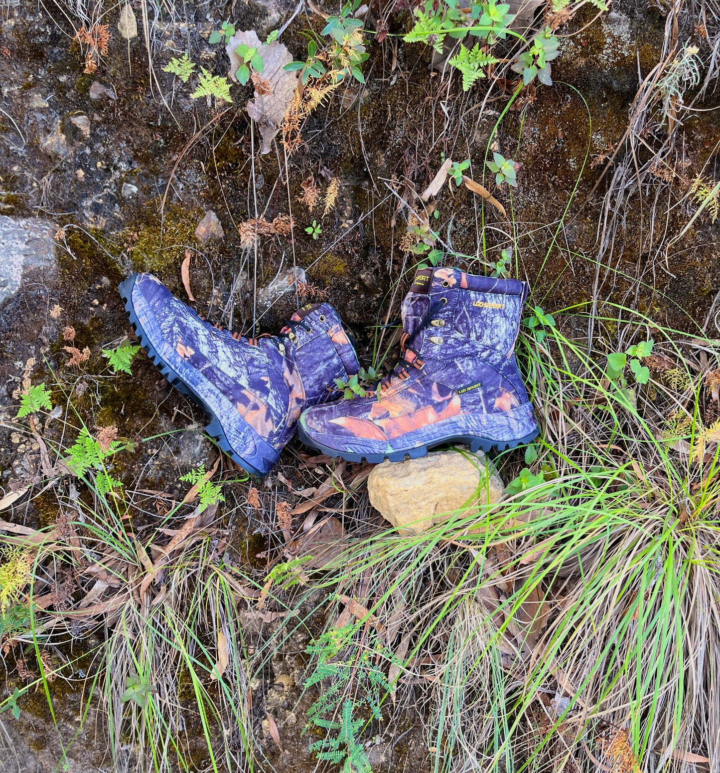 Bota alta para senderismo de montaña - Camuflaje -