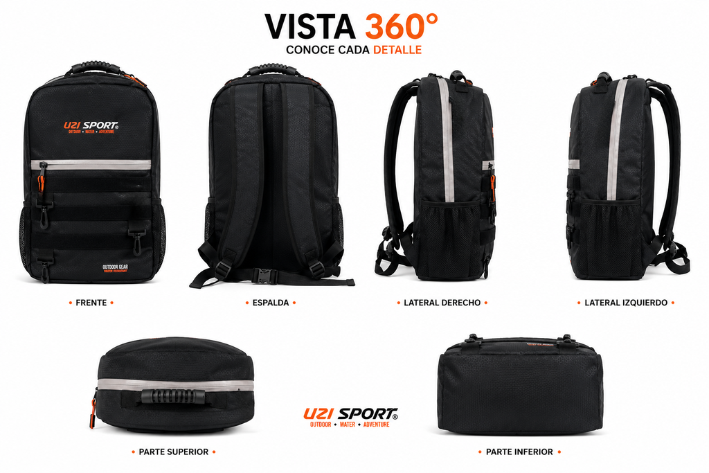 Mochila Outdoor 35L UZI SPORT | Water Resistant | Senderismo, MTB y Viaje
