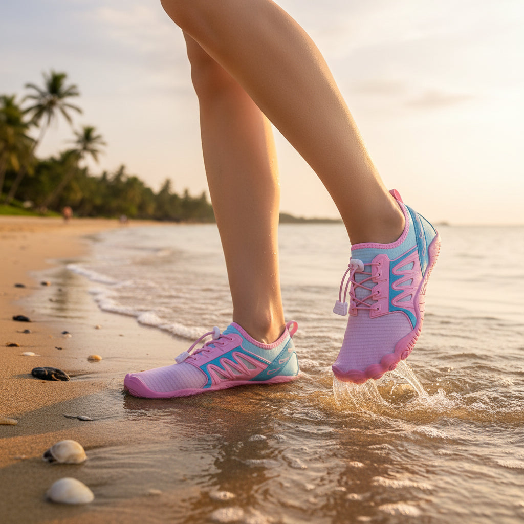 Pink Sense barefoot water shoe for beach, rivers, waterfalls, and water parks
