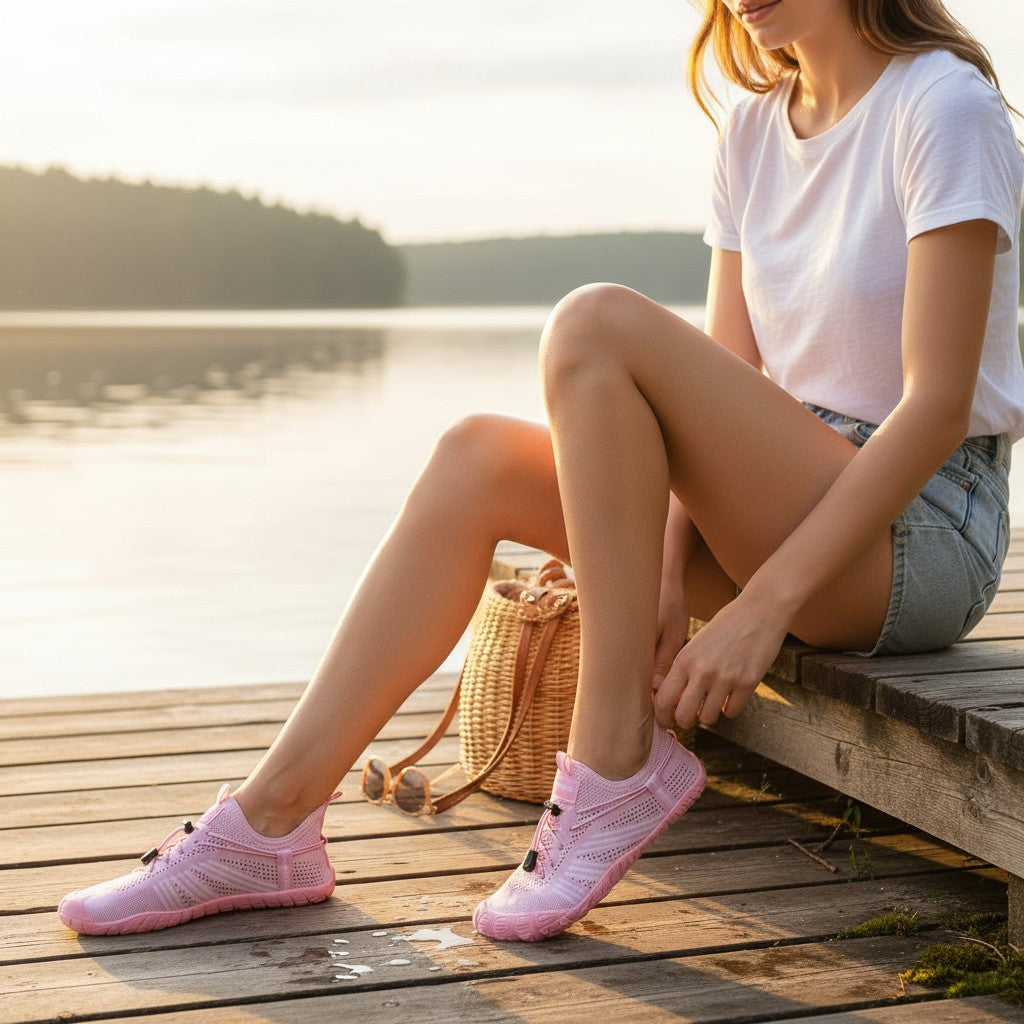 zapato sumergible para rios y cascadas, hikking modelo Hikblack Pink