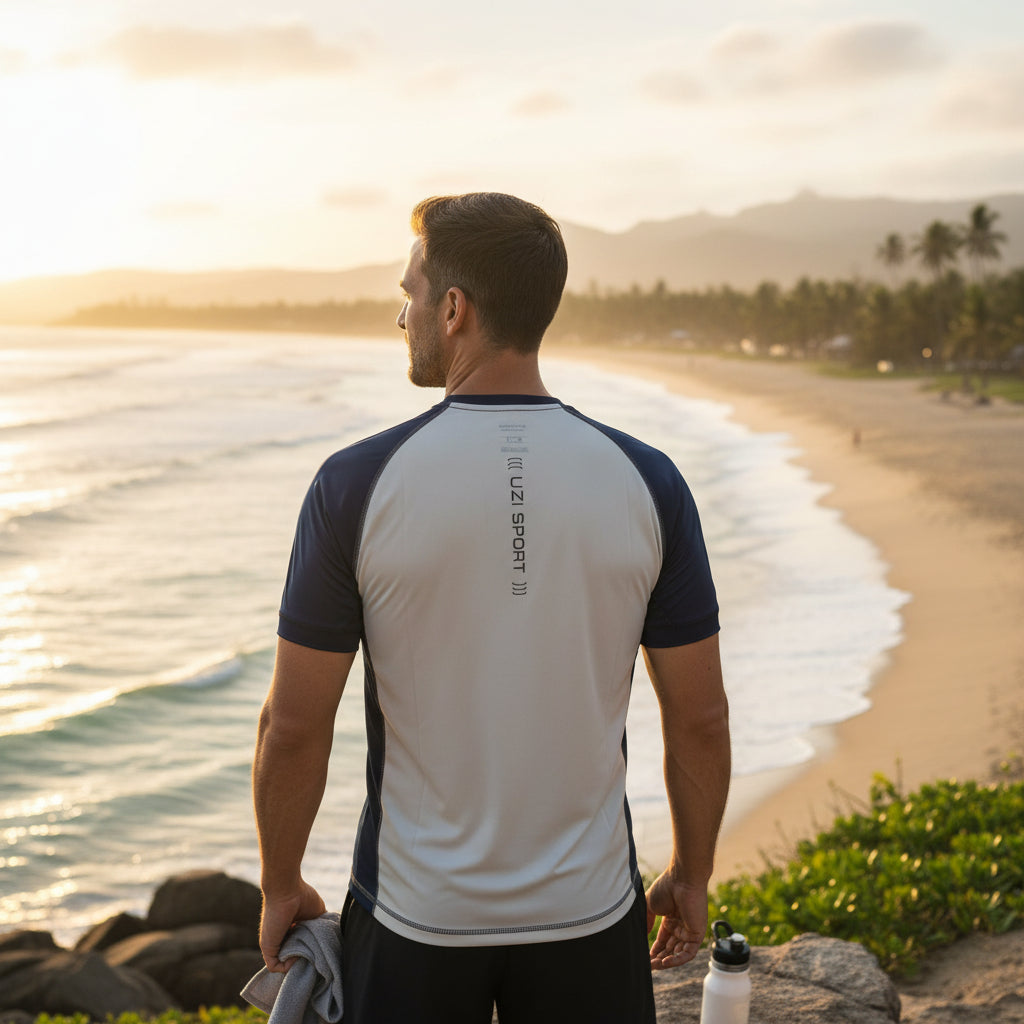 Playera para caballero con protector solar manga corta