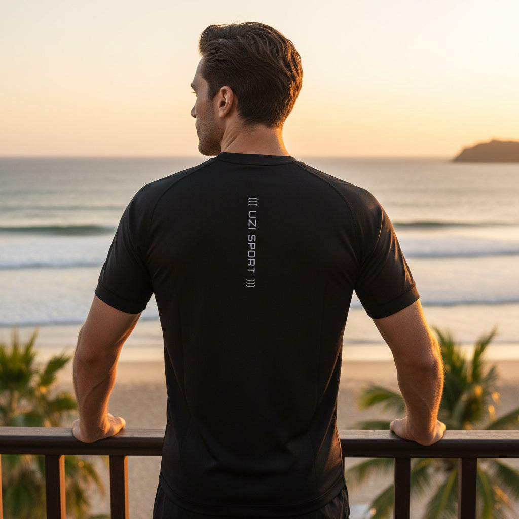 Playera para caballero con protector solar manga corta