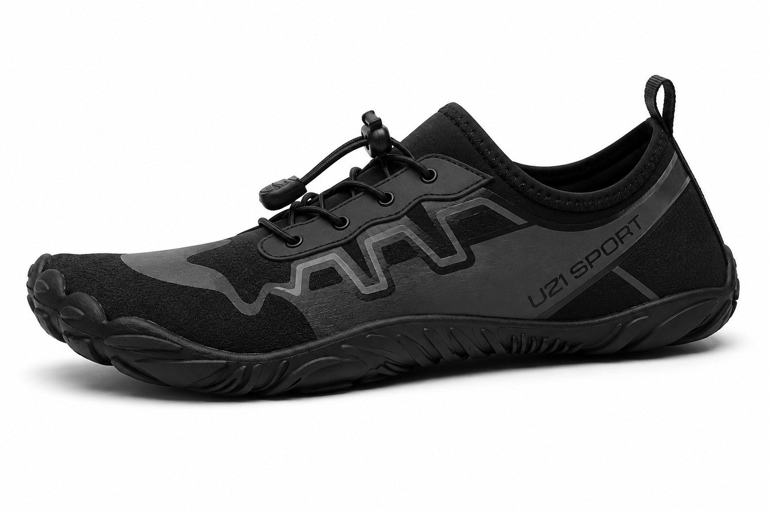 Zapato acuático uzi sport guadalajara modelo Black Beach en color negro con ajuste elástico y suela flexible