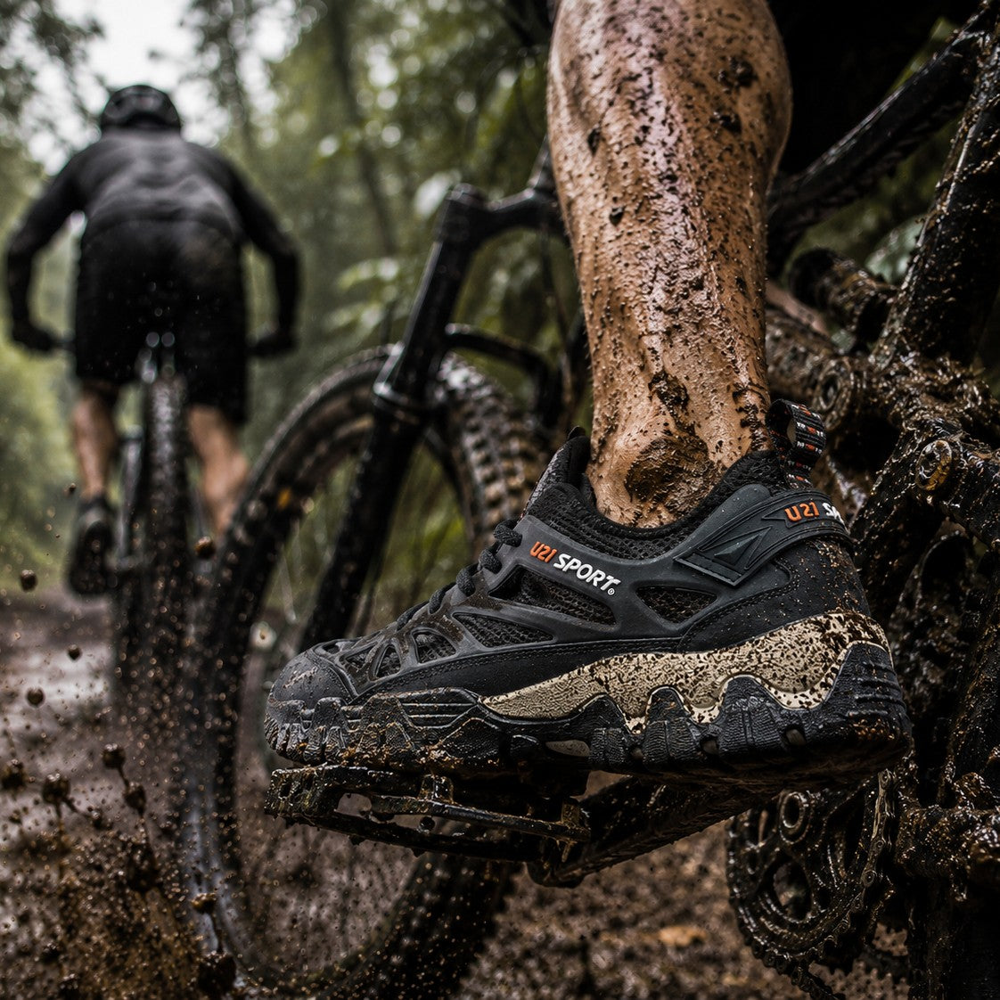 Zapato outdoor uzi sport guadalajara Nómada negro para ciclismo MTB con suela de caucho en terreno de lodo