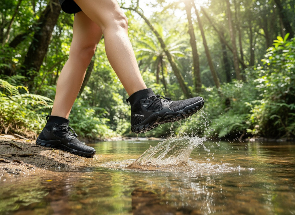 Zapato sumergible TrailWave de uzi sport guadalajara, negro, ligero y flexible, ideal para senderismo acuático.