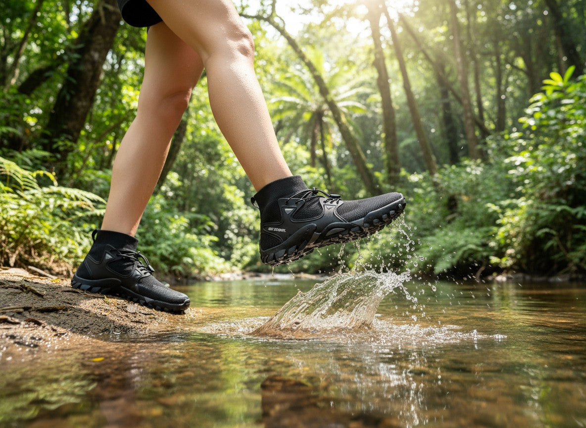 Zapato sumergible TrailWave de uzi sport guadalajara, negro, ligero y flexible, ideal para senderismo acuático.