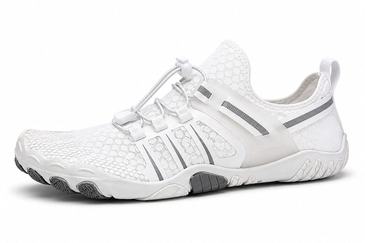 Zapatos acuáticos uzi sport guadalajara White Shell blancos de malla transpirable con suela antideslizante y cordones