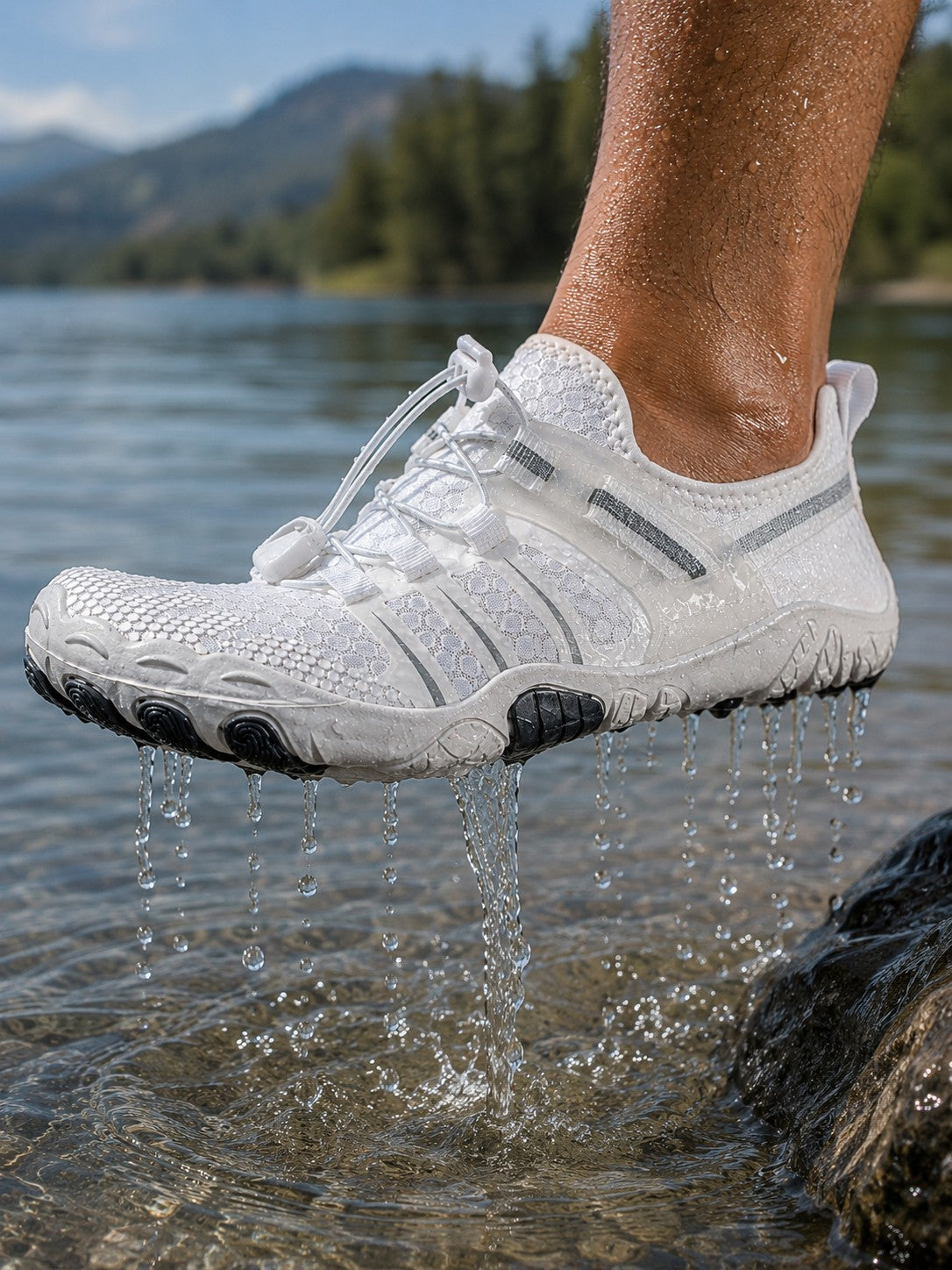 Zapatos acuáticos uzi sport guadalajara White Shell blancos de malla transpirable con suela antideslizante en el agua